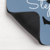 Blaues Monogramm Name  Mousepad (Ecke)