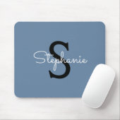 Blaues Monogramm Name  Mousepad (Mit Mouse)