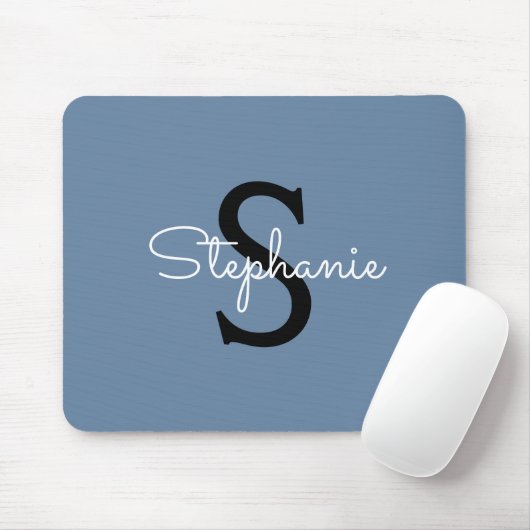 Blaues Monogramm Name Mousepad (Mit Mouse)