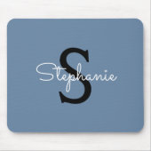 Blaues Monogramm Name Mousepad (Vorne)