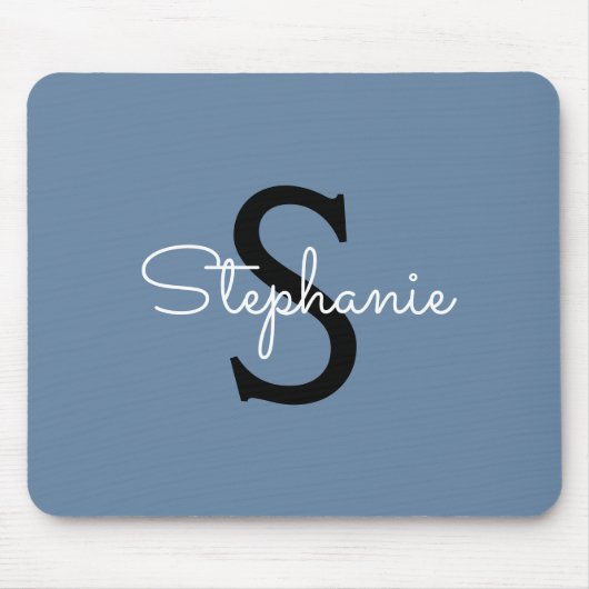 Blaues Monogramm Name  Mousepad (Vorne)