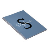 Blaues Monogramm Name Notizblock (Rechte Seite)