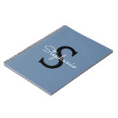 Blaues Monogramm Name Notizblock (Linke Seite)