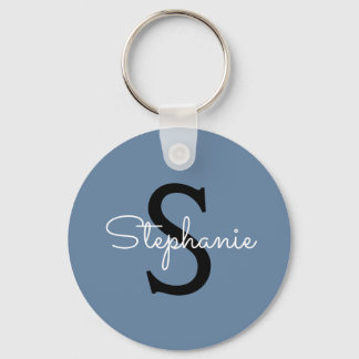 Blaues Monogramm Name Schlüsselanhänger
