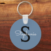 Blaues Monogramm Name Schlüsselanhänger (Vorderseite)