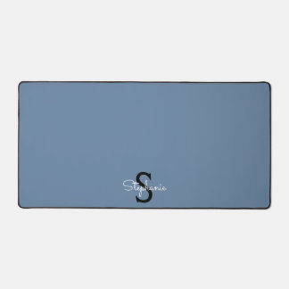 Blaues Monogramm Name Schreibtischunterlage