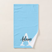 Blaues Monogramm-Name-Script Personalisiertes Desi Badhandtuch Set (Handtuch)