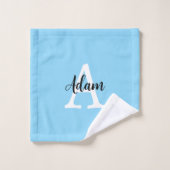 Blaues Monogramm-Name-Script Personalisiertes Desi Badhandtuch Set (Waschlappen)