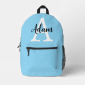 Blaues Monogramm-Name-Script Personalisiertes Desi Bedruckter Rucksack (Vorderseite)