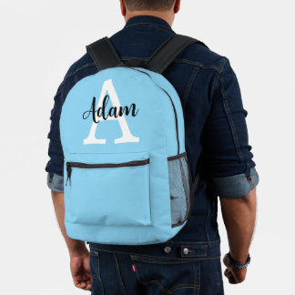 Blaues Monogramm-Name-Script Personalisiertes Desi Bedruckter Rucksack