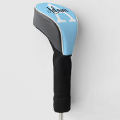 Blaues Monogramm-Name-Script Personalisiertes Desi Golf Headcover (angewinkelt)