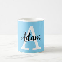 Blaues Monogramm-Name-Script Personalisiertes Desi