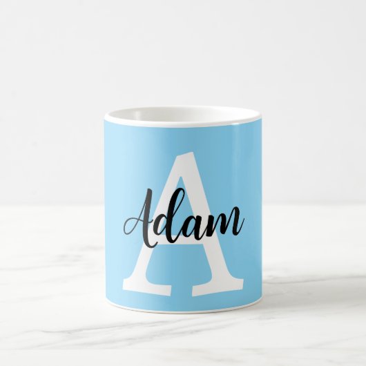 Blaues Monogramm-Name-Script Personalisiertes Desi Kaffeetasse (Mittel)