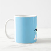 Blaues Monogramm-Name-Script Personalisiertes Desi Kaffeetasse (Links)