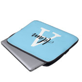 Blaues Monogramm-Name-Script Personalisiertes Desi Laptopschutzhülle (Vorne Knopf)