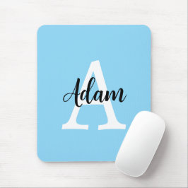Blaues Monogramm-Name-Script personalisiertes Desi Mousepad