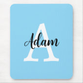 Blaues Monogramm-Name-Script personalisiertes Desi Mousepad (Vorne)