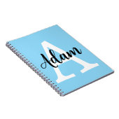 Blaues Monogramm-Name-Script Personalisiertes Desi Notizblock (Rechte Seite)
