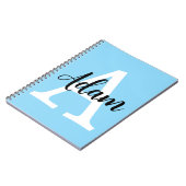 Blaues Monogramm-Name-Script Personalisiertes Desi Notizblock (Linke Seite)