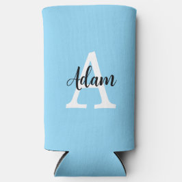 Blaues Monogramm-Name-Script Personalisiertes Desi Selters Dosenkühler