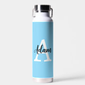 Blaues Monogramm-Name-Script Personalisiertes Desi Trinkflasche (Vorne)