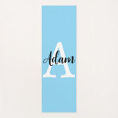 Blaues Monogramm-Name-Script Personalisiertes Desi Yogamatte (Vorderseite)
