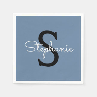 Blaues Monogramm Name Serviette