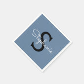 Blaues Monogramm Name  Serviette (Ecke)