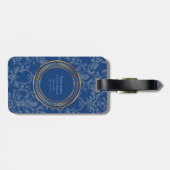 Blaues Monogramm Niedliches Muster für ihn oder fü Gepäckanhänger (Rückseite horizontal)