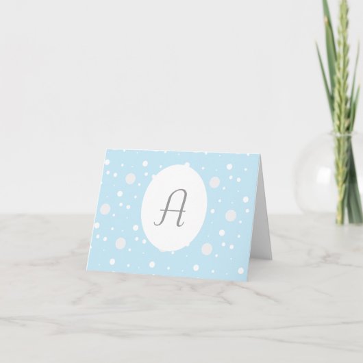 Blaues Monogramm Notecards (Vorderseite)