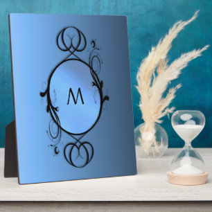 Blaues Monogramm oder Initiale Fotoplatte