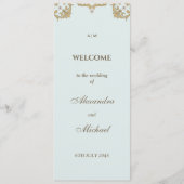 Blaues Monogramm-Perlen-Hochzeitsprogramm im Vinta Programm (Vorderseite)