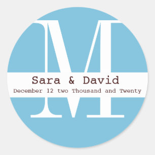 blaues Monogramm Runder Aufkleber