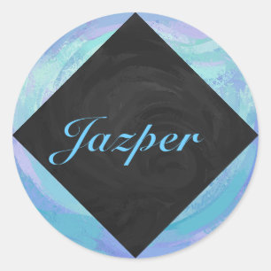 Blaues Monogramm Runder Aufkleber