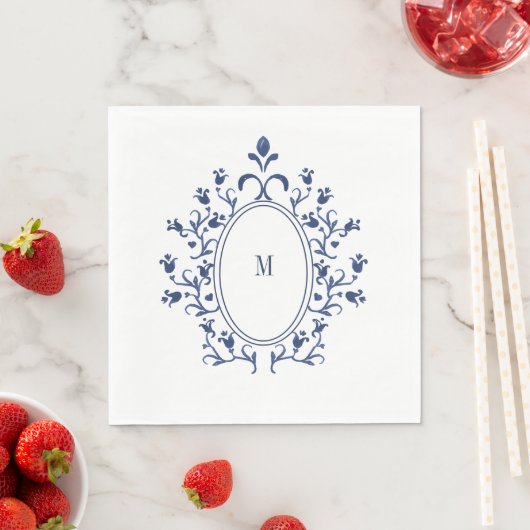 Blaues Monogramm Serviette (Beispiel)