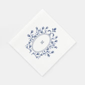 Blaues Monogramm Serviette (Ecke)