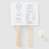 Blaues Monogramm-Wappen - formales SkriptWedelprog Fächer (Vorne und Hinten)