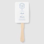 Blaues Monogramm-Wappen - formales SkriptWedelprog Fächer (Vorderseite)