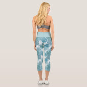 Blaues Monster Blätter Pflanze Botanisches Muster Capri Leggings (Rückseite)