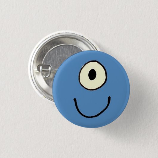 Blaues Monster Button (Vorne & Hinten)