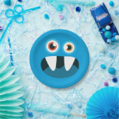 Blaues Monster-Gesicht Pappteller (Party)