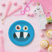 Blaues Monster-Gesicht Pappteller (Party)