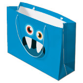 Blaues Monster Große Geschenktüte (Rückseite Schrägansicht)
