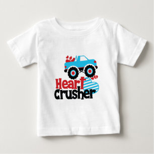 Blaues Monster LKW Herzkreuz Valentine Baby T-shirt
