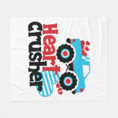 Blaues Monster LKW Herzkreuz Valentine Fleecedecke (Vorderseite (Horizontal))