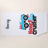 Blaues Monster LKW Herzkreuz Valentine Strandtuch (Vorderseite)