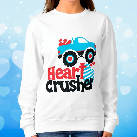 Blaues Monster LKW Herzkreuz Valentine Sweatshirt