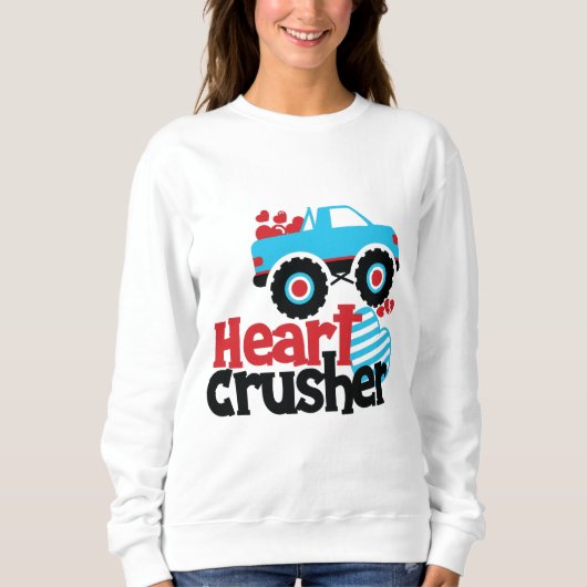 Blaues Monster LKW Herzkreuz Valentine Sweatshirt (Vorderseite)