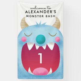 Blaues Monster-Schlag-Geburtstags-Party Banner