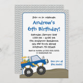 Blaues Monster Truck Geburtstag Einladungen (Vorne/Hinten)